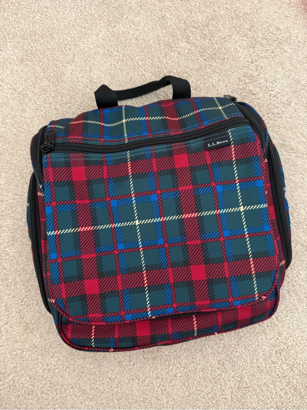 L.L.Bean Personal Organizer Hanging Toiletry Bag Plaid Tartan Pattern